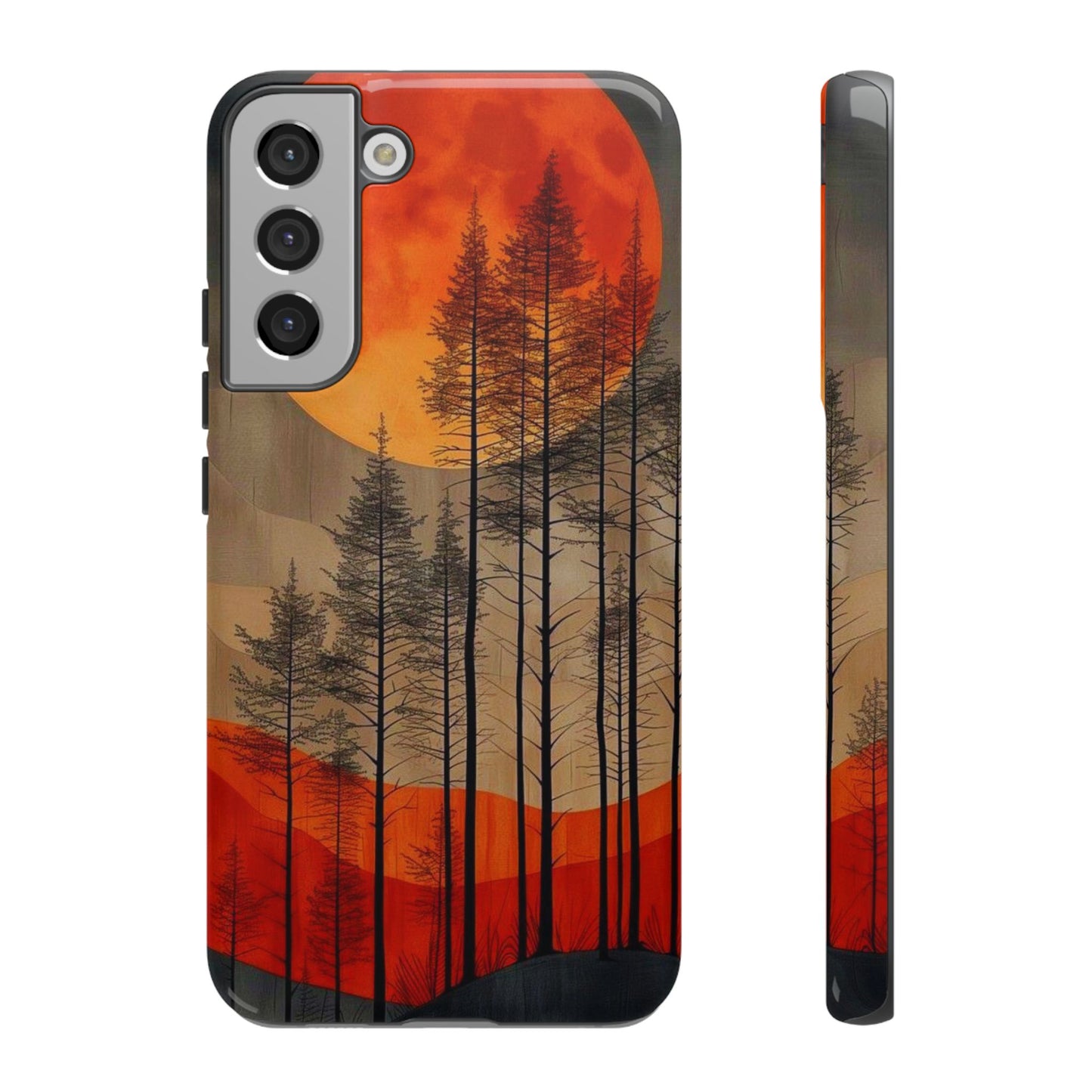 Moody Forest Moonrise Samsung Galaxy Case – Dark Landscape Design, Dual-Layer Protection