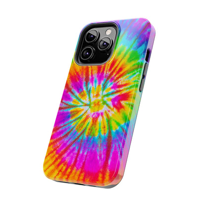 Rainbow Spiral Tie-Dye iPhone Case – Bright & Retro Design