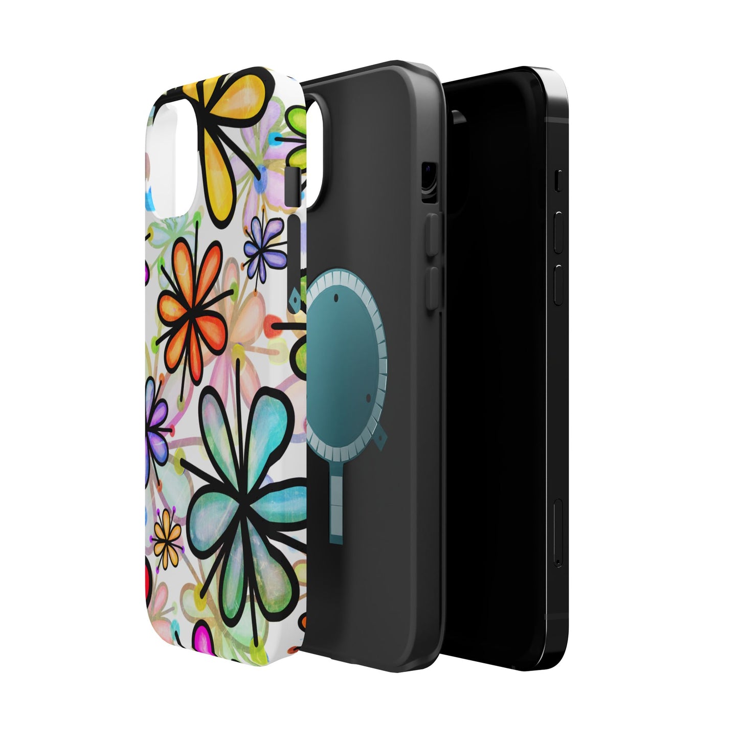 Retro Floral Pop MagSafe iPhone Case – Ultra-Slim Design, High-Gloss Finish