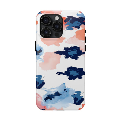 Abstract Coral & Navy Watercolor Design – iPhone Case