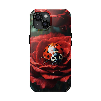 Elegant Rose & Ladybug Charm - iPhone Series Case