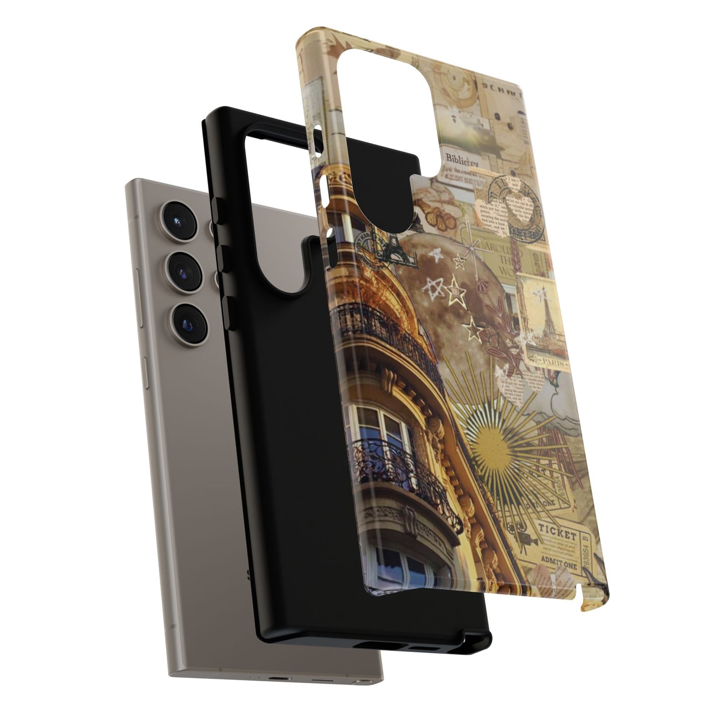 Parisian Dream Collage Samsung Galaxy Case – Dual-Layer Protection with Vintage French Aesthetic