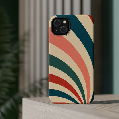 Retro Sunburst Swirl MagSafe iPhone Case – Dual-Layer Protection with Bold 70s Vibes