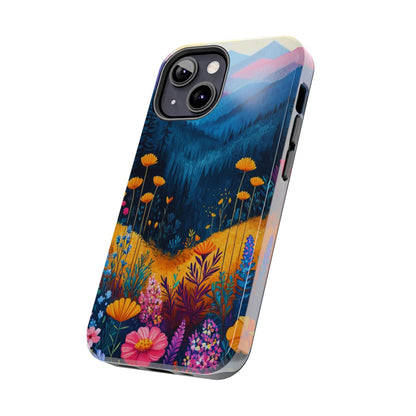 Vibrant Wildflower Mountain iPhone Case – Bold Nature Art, Dual - Layer Protection" - BOGO Cases