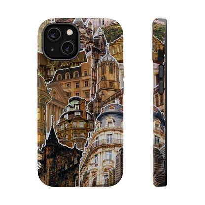 Vintage Architectural Collage MagSafe iPhone Case – Tough Dual-Layer Protection with Matte Finish