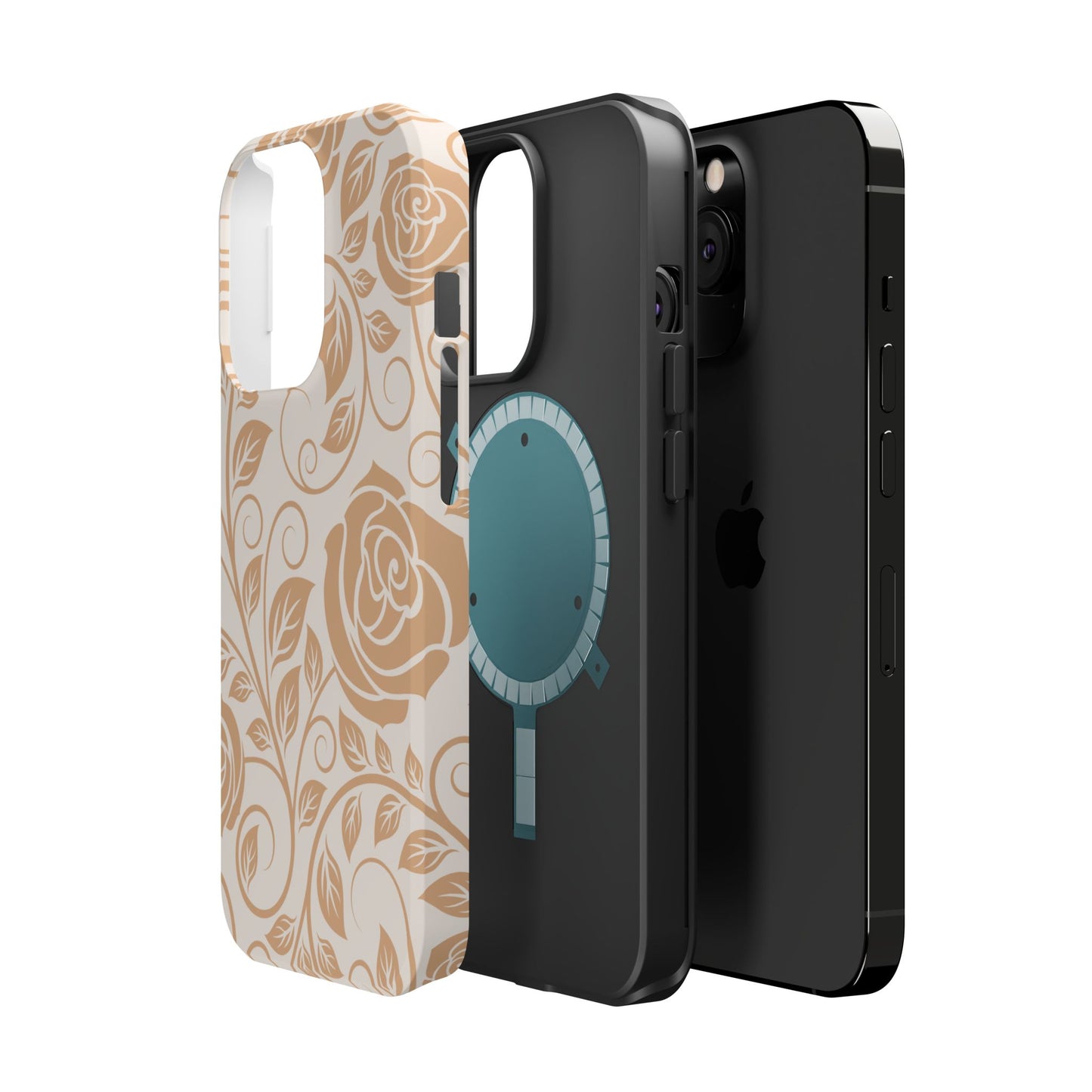 Vintage Rose Vine Tough MagSafe iPhone Case – Elegant Floral Pattern with Dual-Layer Protection