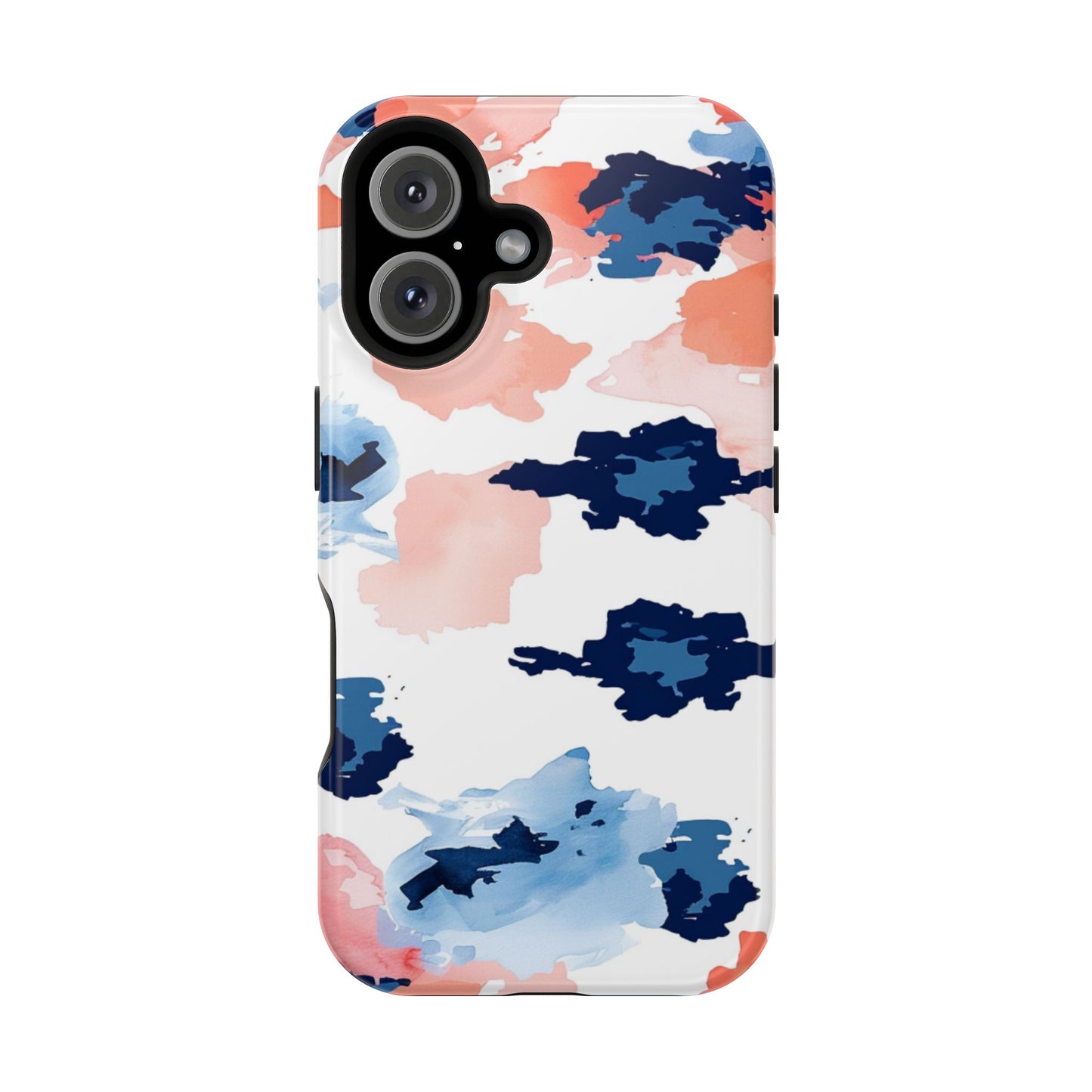 Abstract Coral & Navy Watercolor Design – MagSafe iPhone Case