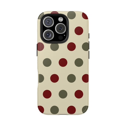 Red & Green Polka Dots on Cream – iPhone Case