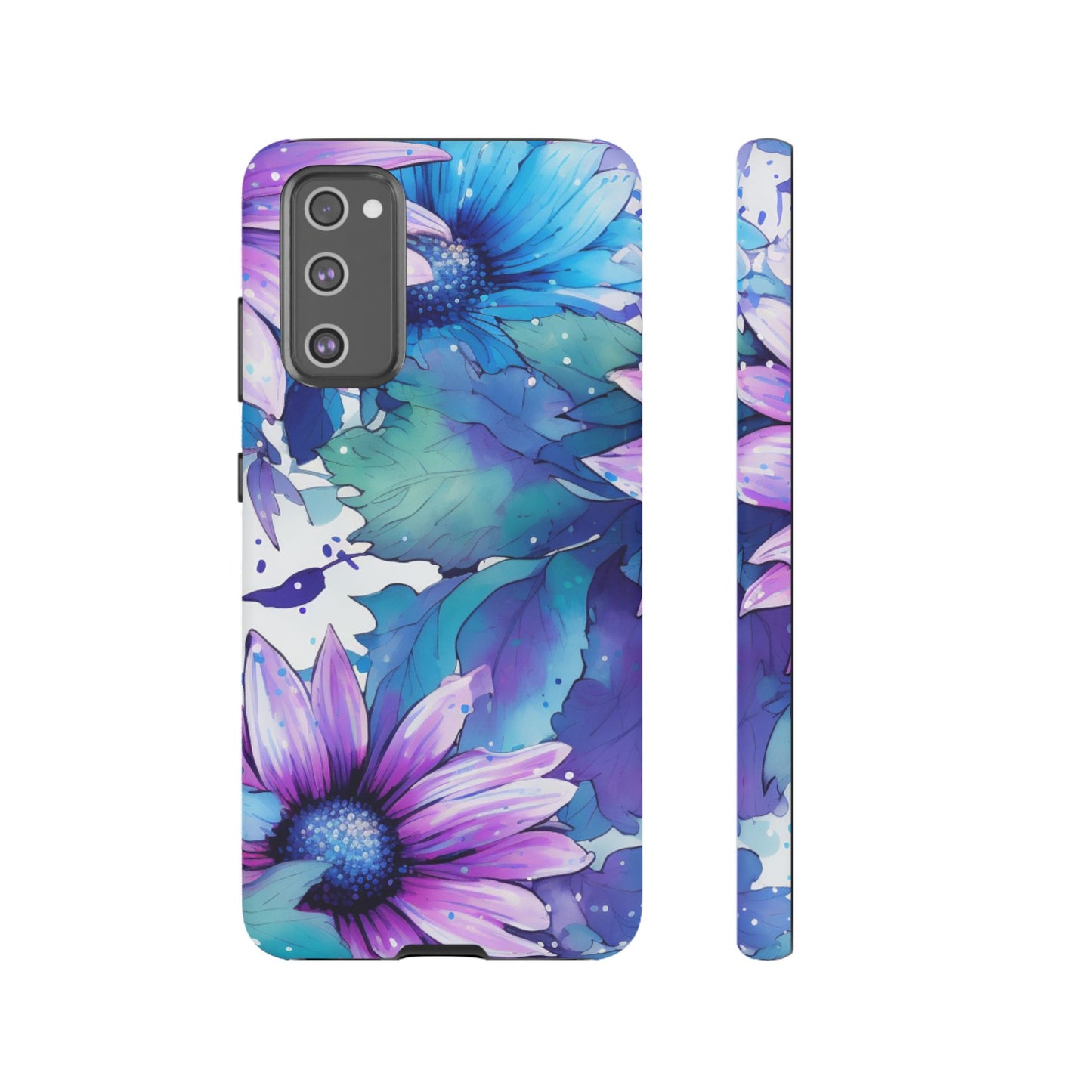 Purple & Teal Watercolor Floral Samsung Galaxy Case - Artistic Flower Design