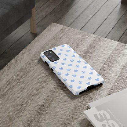 Samsung Galaxy Case - Blue Paw Print & Heart Design