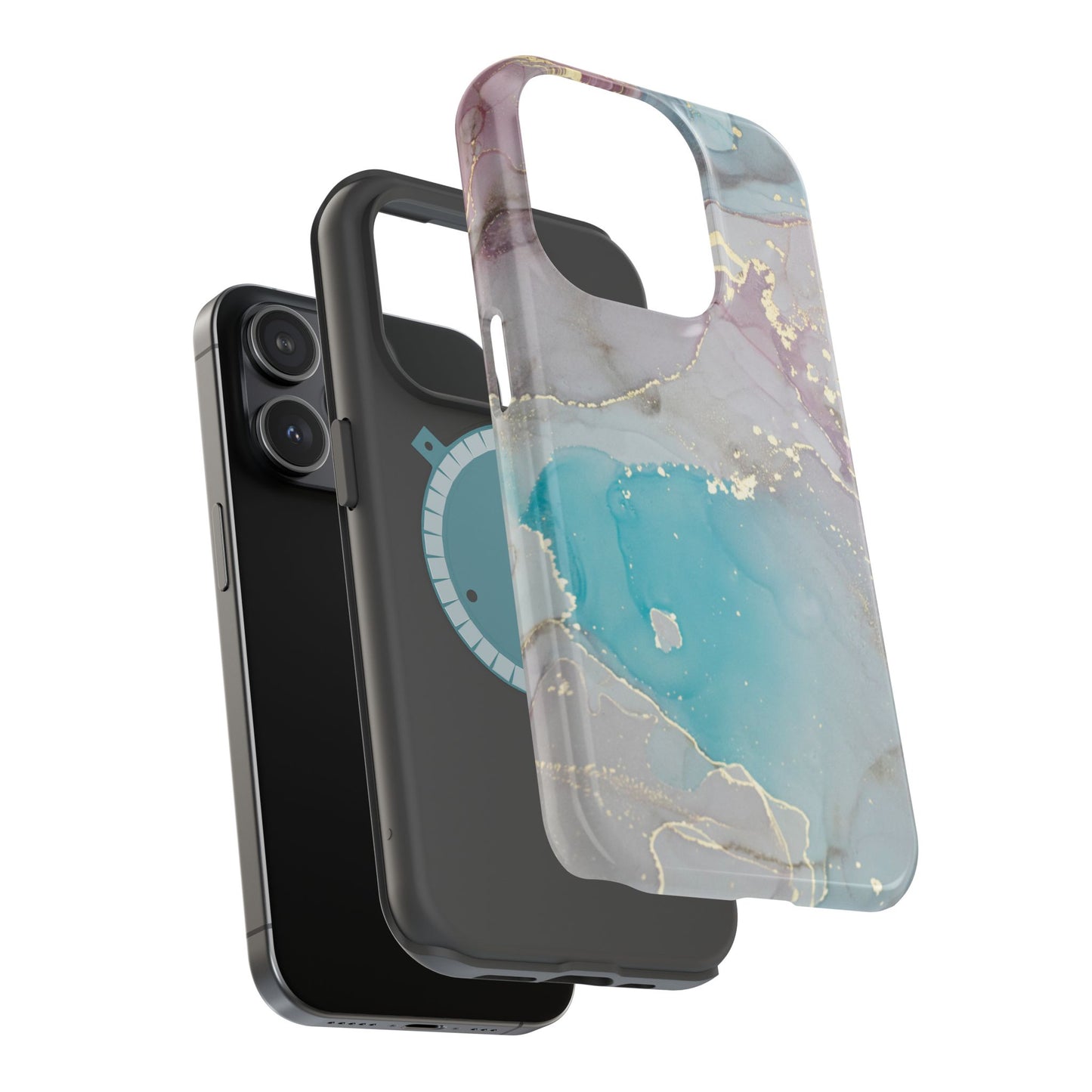 Sky Blue & Purple Marble Wave – MagSafe Case with Dreamy Marble Design