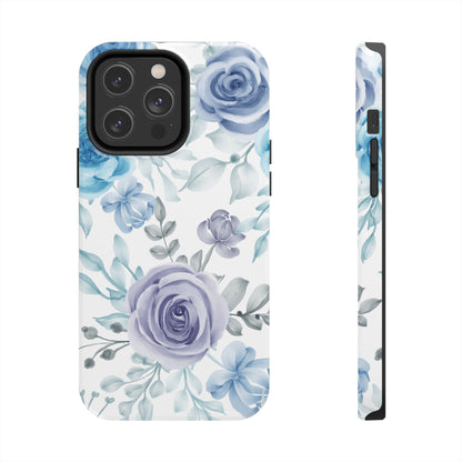 Elegant Blue & Violet Roses iPhone Case – Luxurious Floral Design for Chic Device Protection