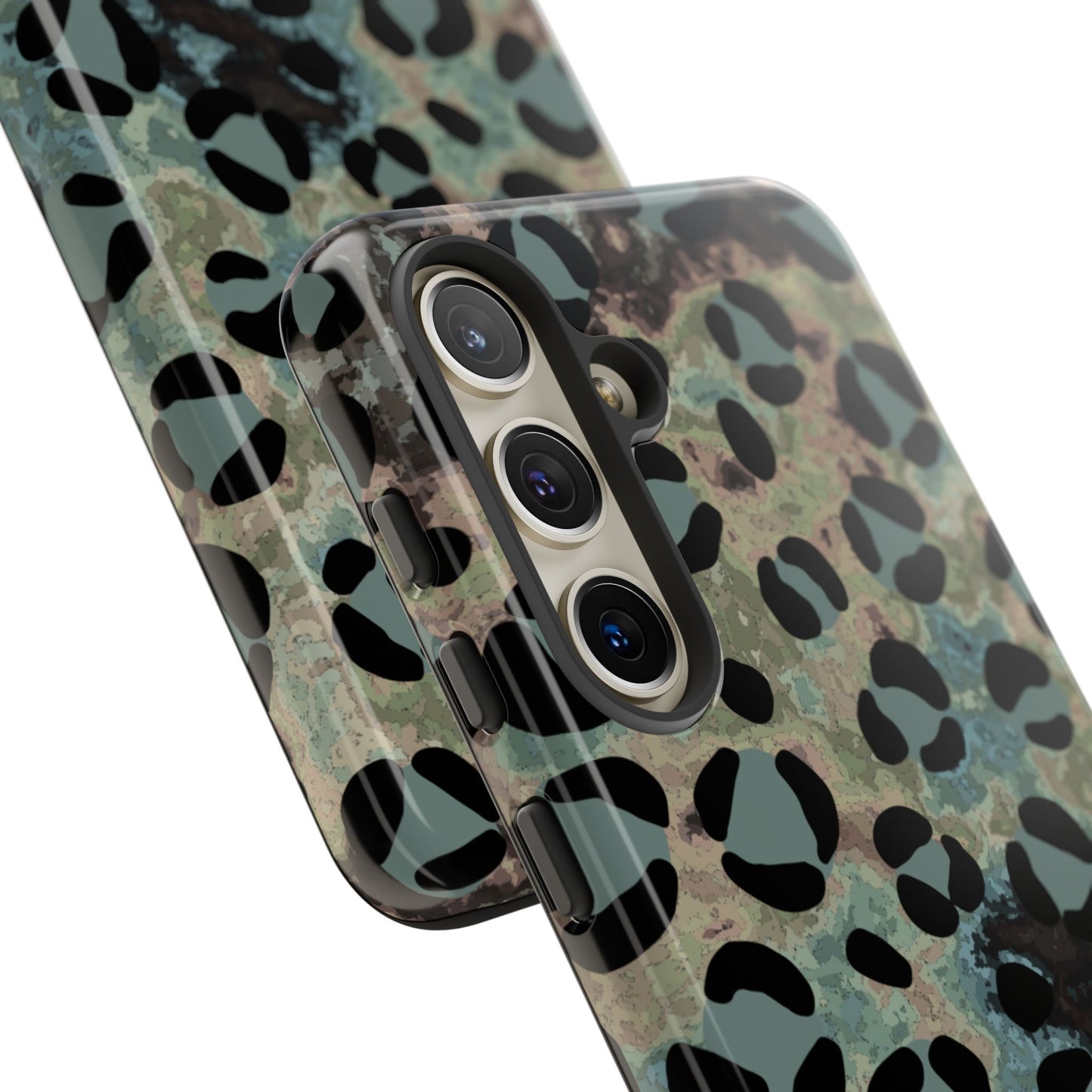 Moody Watercolor Leopard Print Tough Samsung Galaxy Case – Earthy Abstract Pattern with Dual-Layer Protection