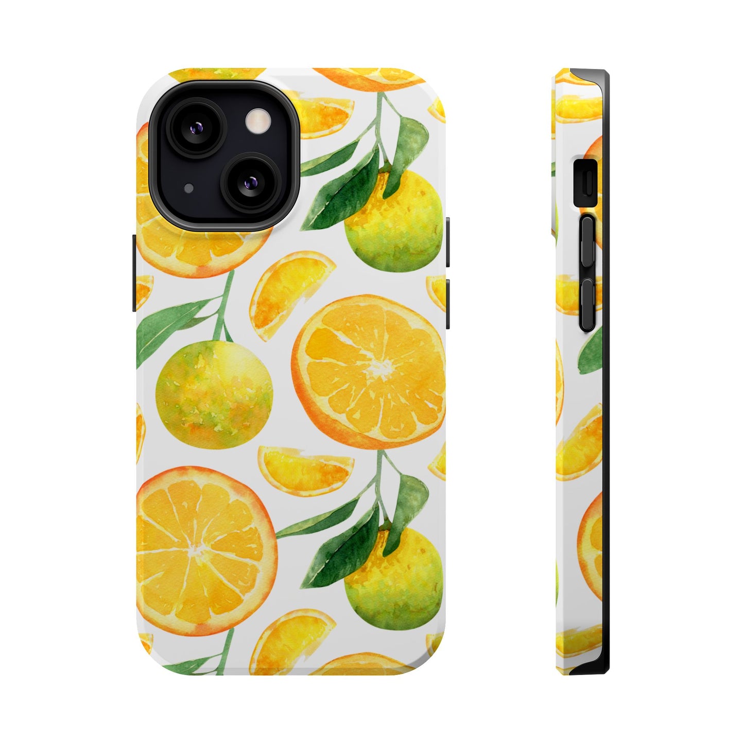 Sunny Citrus Grove Tough MagSafe iPhone Case – Watercolor Orange Design, Dual-Layer Protection