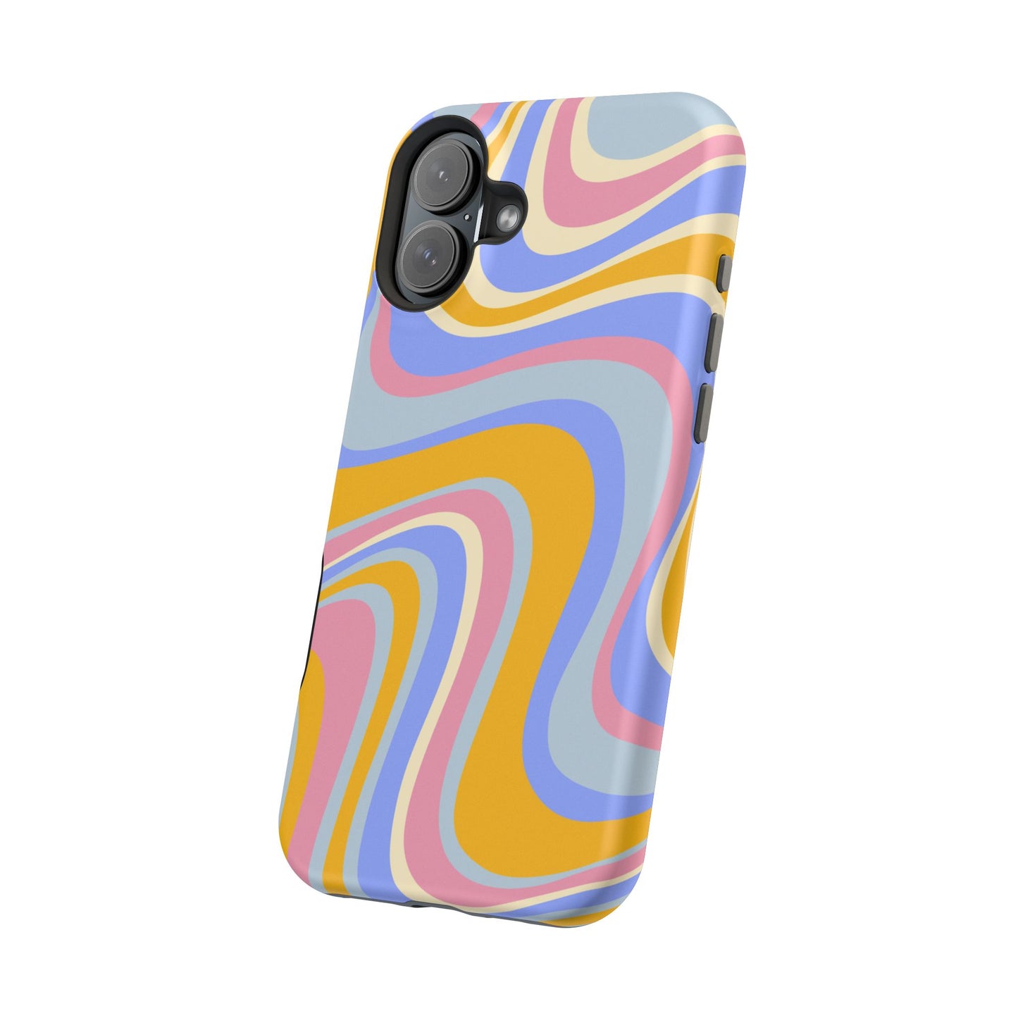 Groovy Pastel Waves MagSafe iPhone Case – 70s-Inspired Design with Dual-Layer Protection