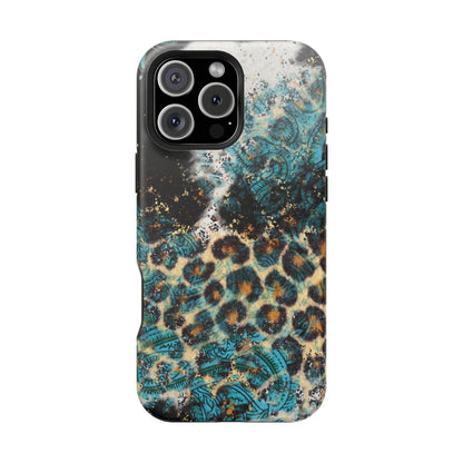 Turquoise Paisley Cowhide Leopard - MagSafe iPhone Series Case