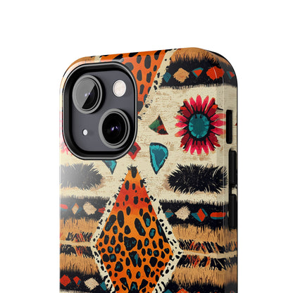 Wild Boho Leopard Print & Floral Tough iPhone Case – Eclectic Tribal Design, Dual - Layer Protection - BOGO Cases