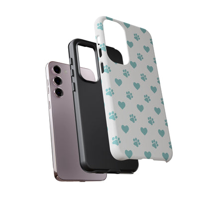 Mint Green Paw Print & Heart Samsung Galaxy Case – Cute Pet Lover’s Design