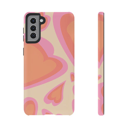 Retro Pink Hearts Samsung Galaxy Case – Shock-Resistant, Matte Finish, Dual-Layer Protection