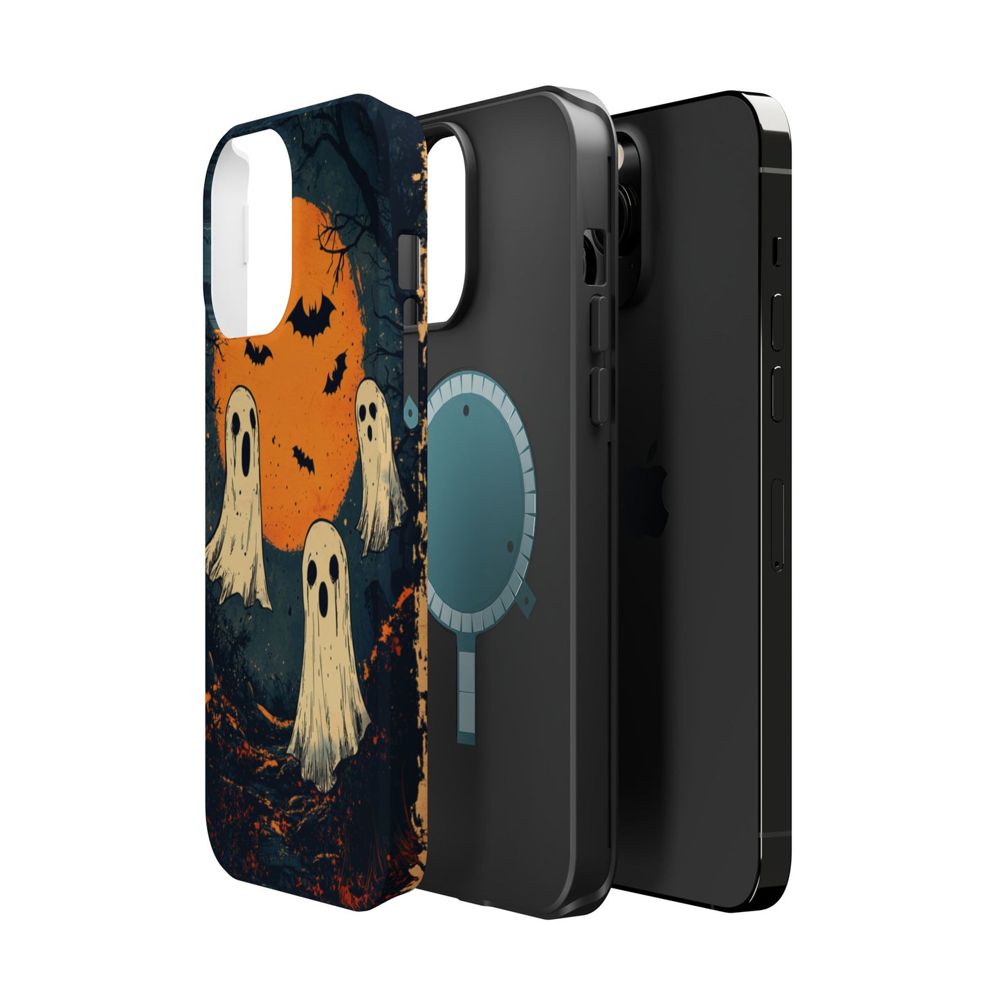 Haunted Ghosts & Full Moon MagSafe iPhone Case – Spooky Halloween Design