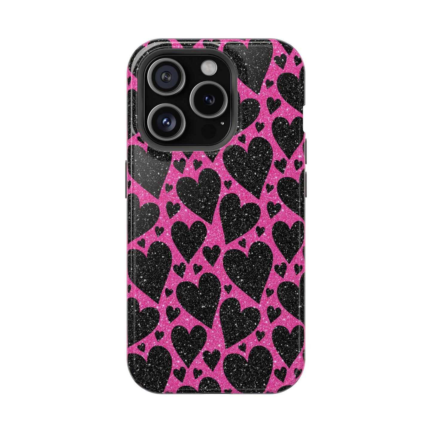 Pink Glitter Hearts MagSafe iPhone Case