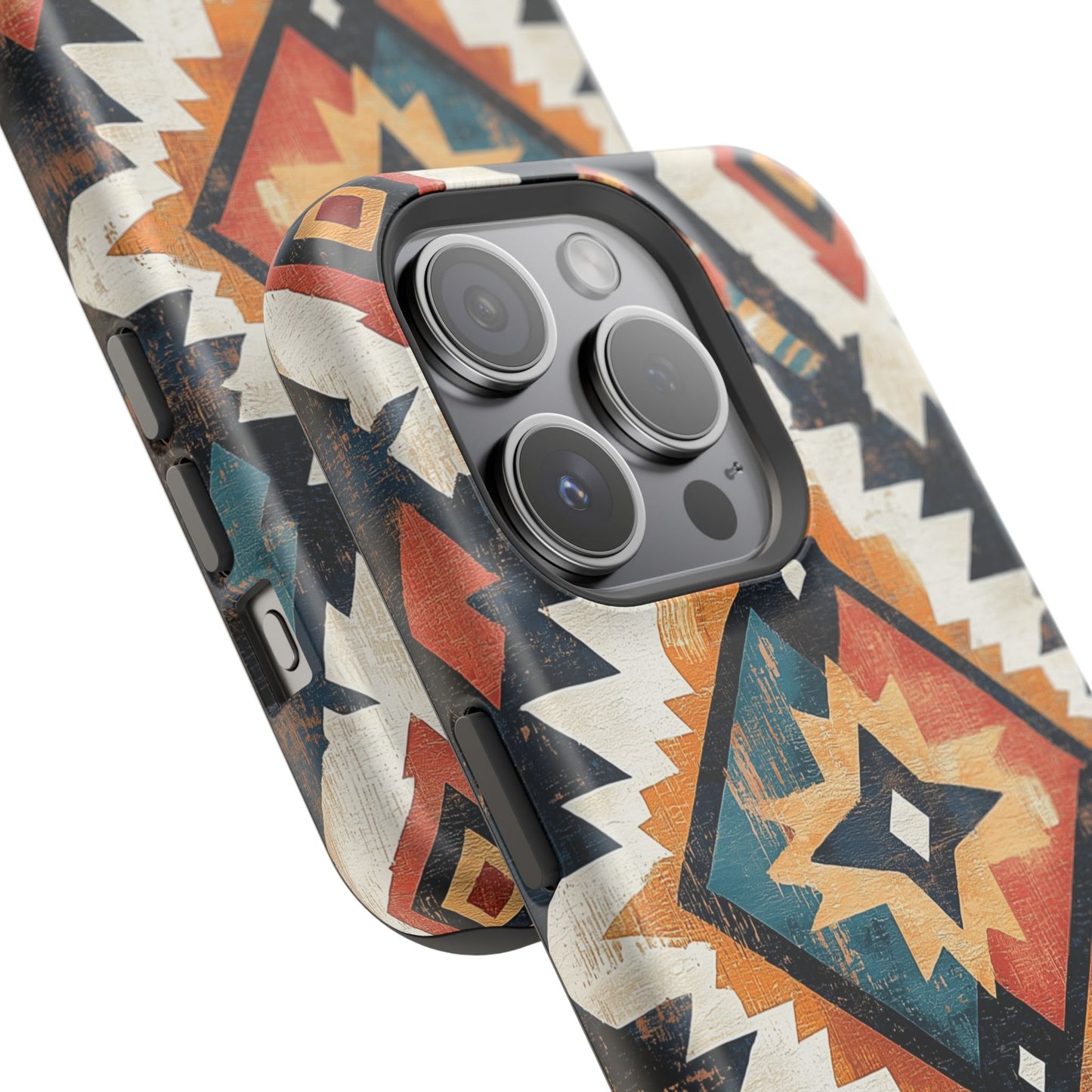 Vintage Southwestern Diamond Tough MagSafe iPhone Case – Rustic Tribal Design, Dual-Layer Protection