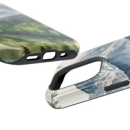 Watercolor Alpine Mountainscape - MagSafe iPhone Case