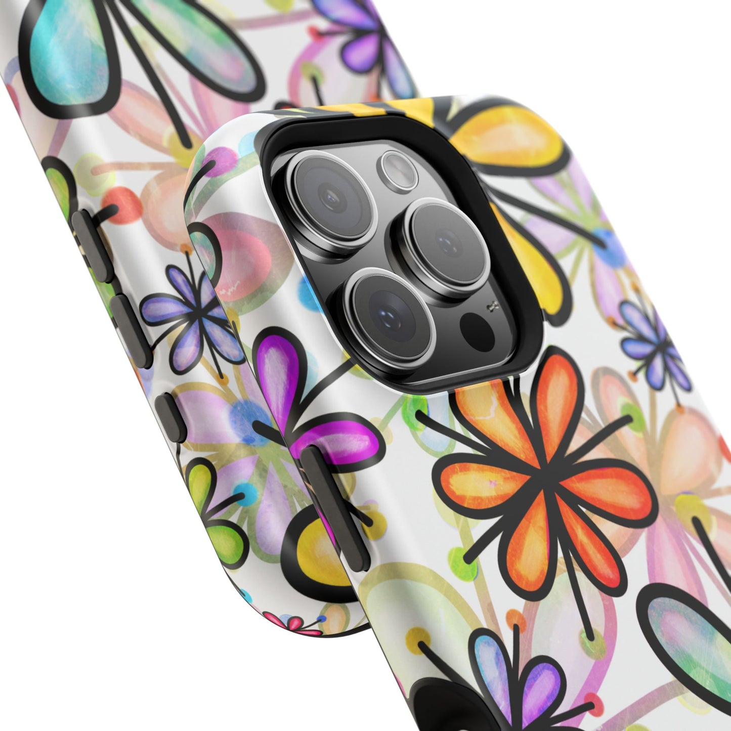 Retro Floral Pop MagSafe iPhone Case – Ultra-Slim Design, High-Gloss Finish