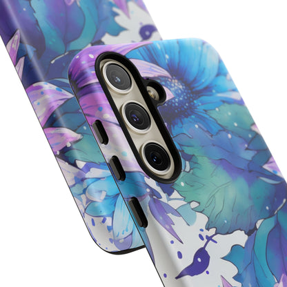 Purple & Teal Watercolor Floral Samsung Galaxy Case - Artistic Flower Design