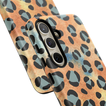 Sunset Watercolor Leopard Print Tough Samsung Galaxy Case – Artistic Animal Pattern with Dual-Layer Protection