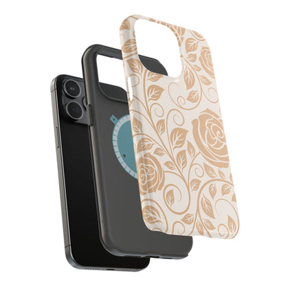 Vintage Rose Vine Tough MagSafe iPhone Case – Elegant Floral Pattern with Dual-Layer Protection