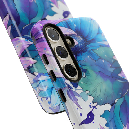 Purple & Teal Watercolor Floral Samsung Galaxy Case - Artistic Flower Design