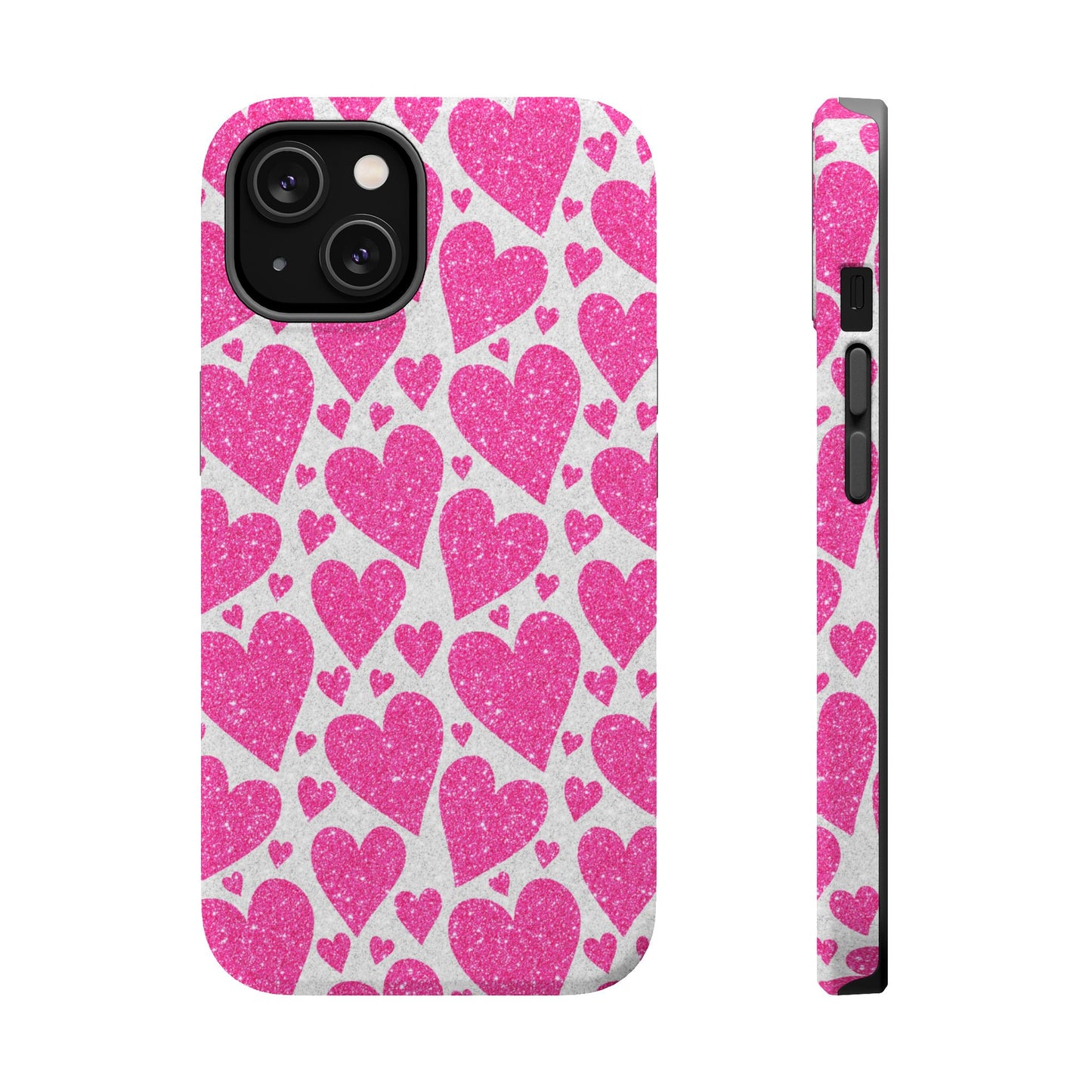 Pink Glitter Hearts Pattern MagSafe Case