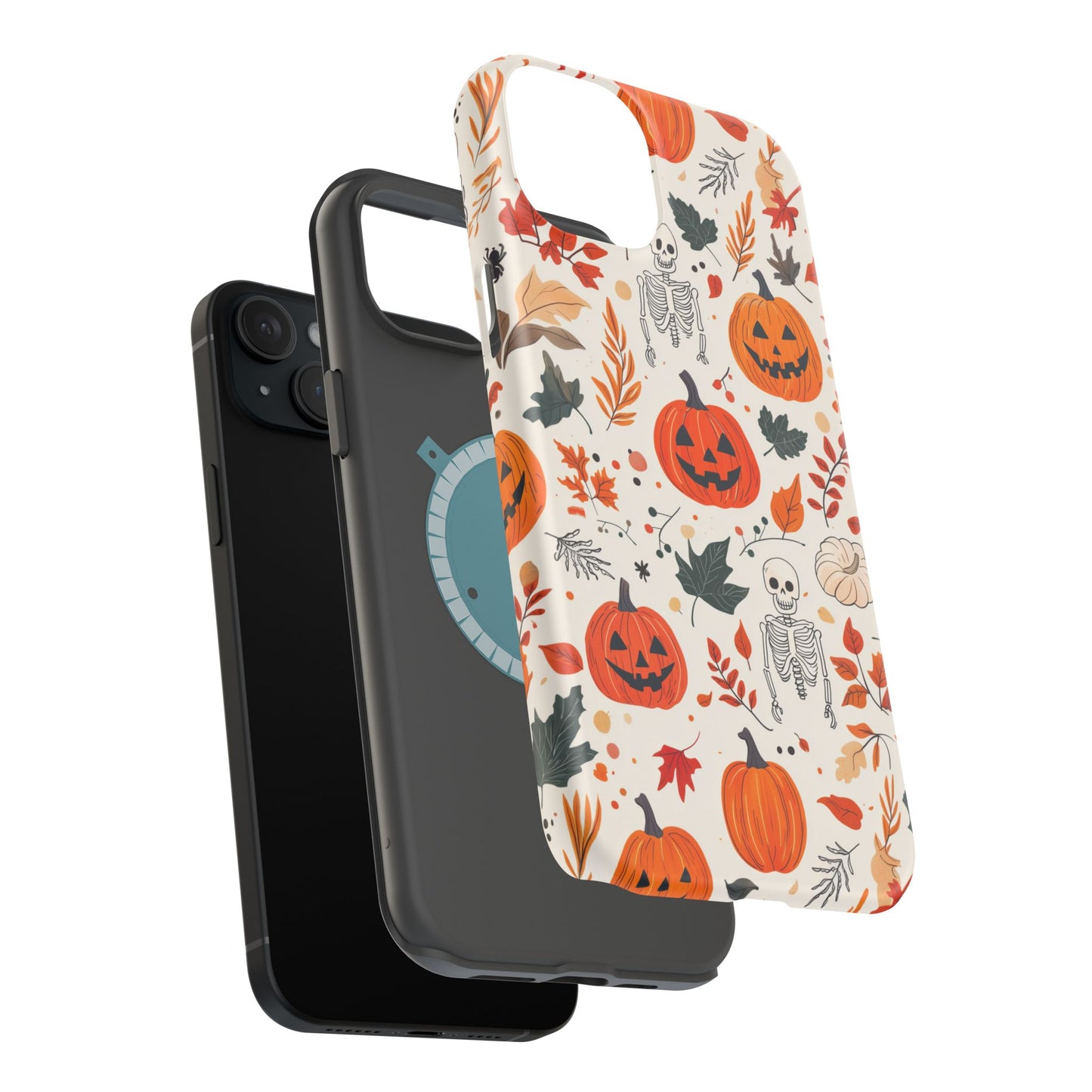 Halloween Pumpkin & Skeleton MagSafe iPhone Case – Spooky Autumn Design