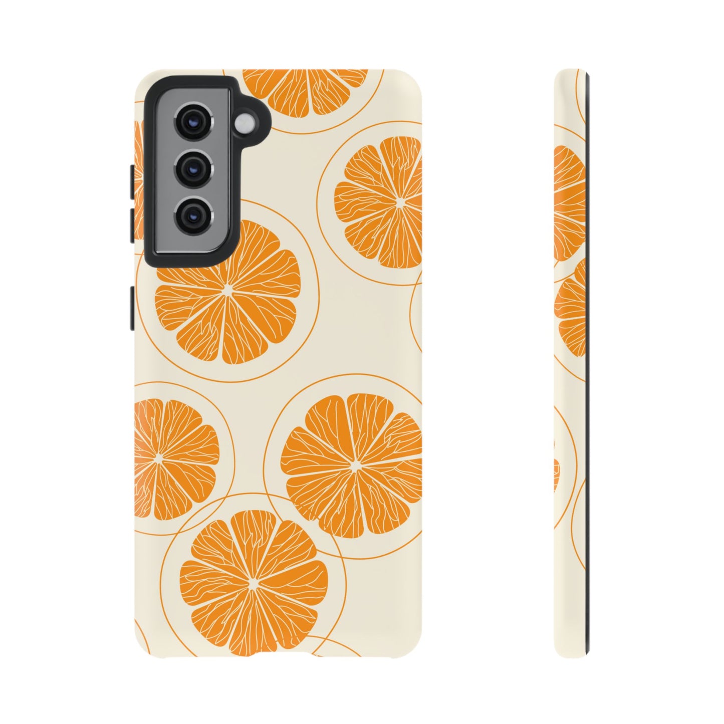 Citrus Burst Pattern Tough Samsung Galaxy  Case – Bold Orange Design, Shockproof Protection