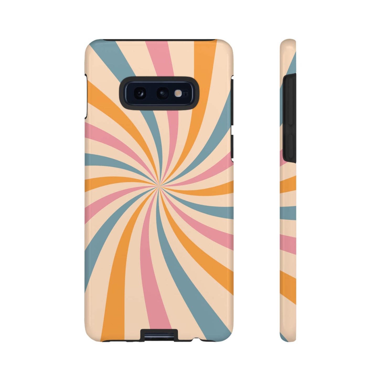 Retro Swirl Pattern Samsung Galaxy Case – Bold 70s Vibe in Pink, Orange, and Teal