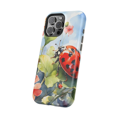 Watercolor Ladybug & Poppy Fields - MagSafe iPhone Case