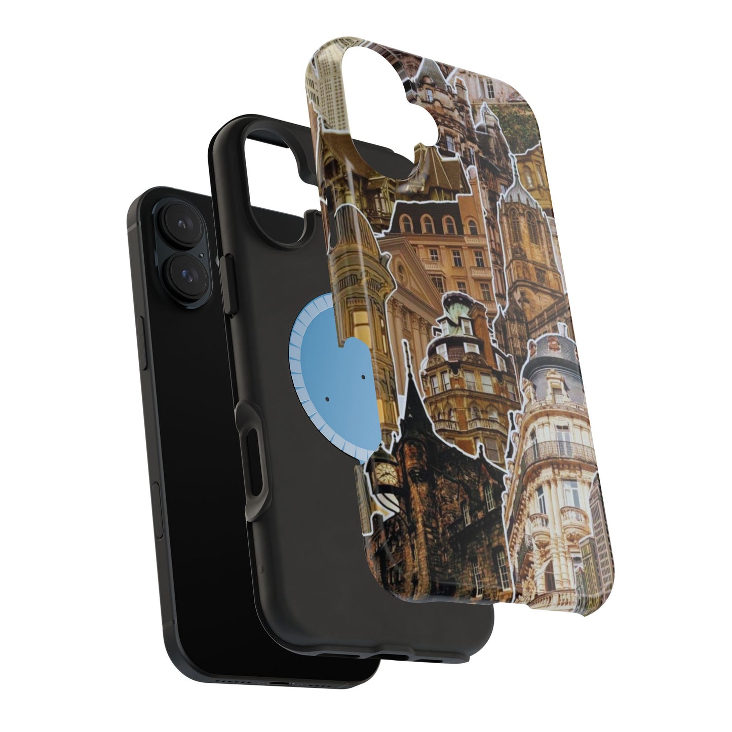 Vintage Architectural Collage MagSafe iPhone Case – Tough Dual-Layer Protection with Matte Finish