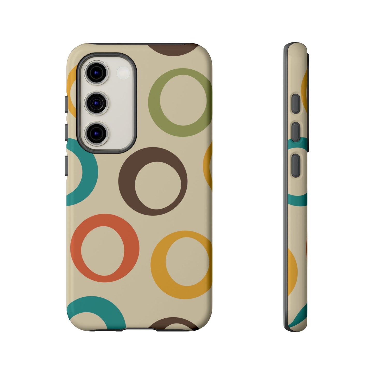 Retro Colorful Rings Samsung Galaxy Case – Shockproof, Matte Finish, Dual-Layer Protection