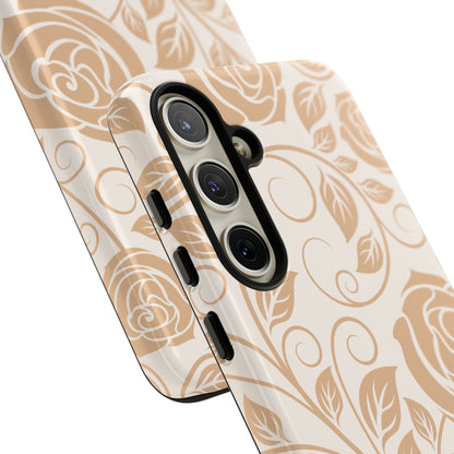 Vintage Rose Vine Tough Samsung Galaxy Case – Elegant Floral Pattern with Dual-Layer Protection