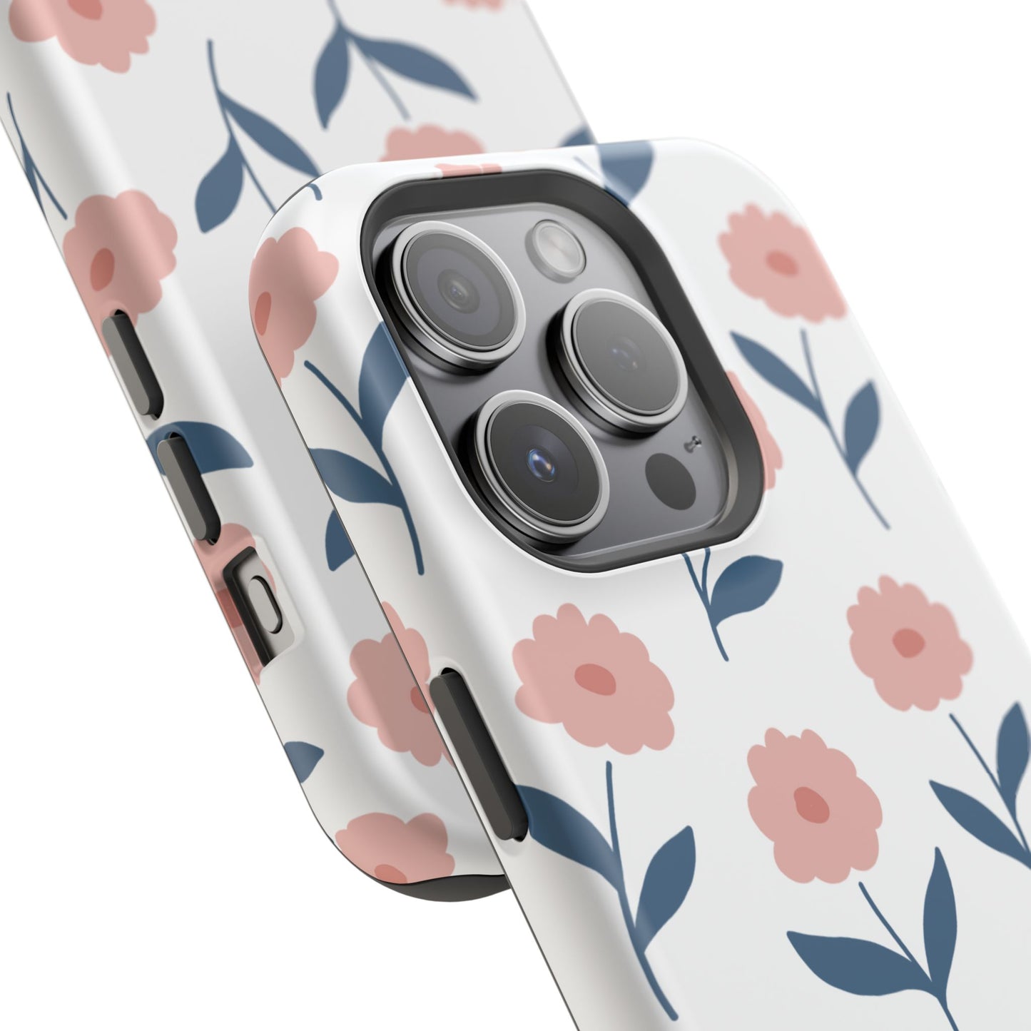 Playful Pink Floral Tough MagSafe  iPhone Case – Soft Pastel Design, Slim & Shockproof