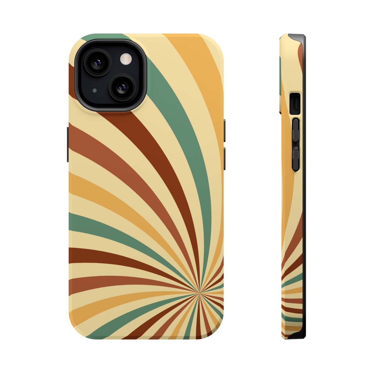 Earthy Retro Swirl MagSafe iPhone Case – Dual-Layer Protection with 70s-Inspired Earth Tones