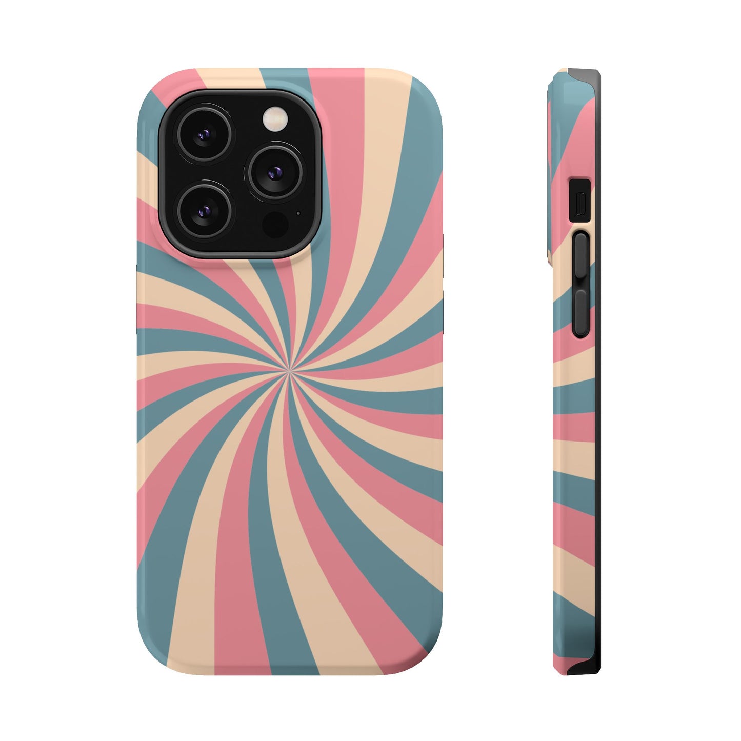 Vintage Pastel Swirl MagSafe iPhone Case – Dual-Layer Protection with 70s-Inspired Design