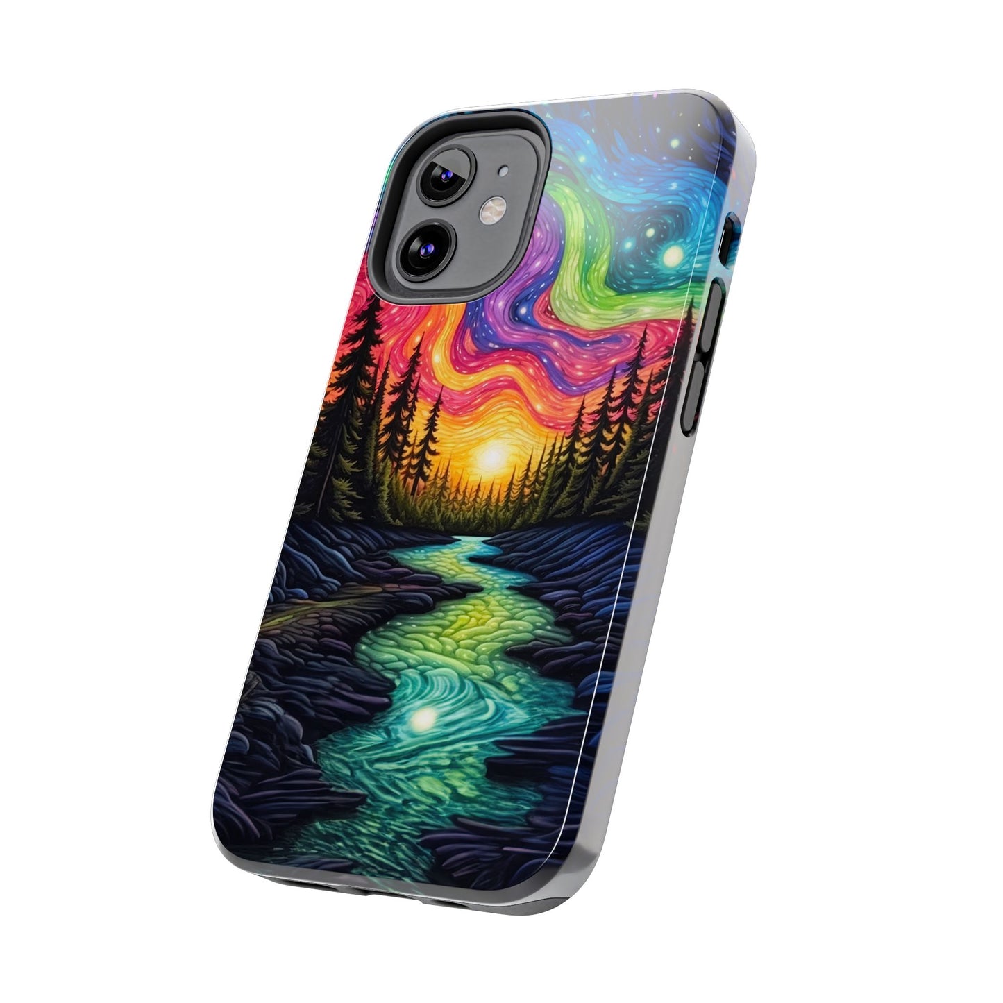 Celestial Nightscape iPhone Case – Vibrant River and Starry Sky Design