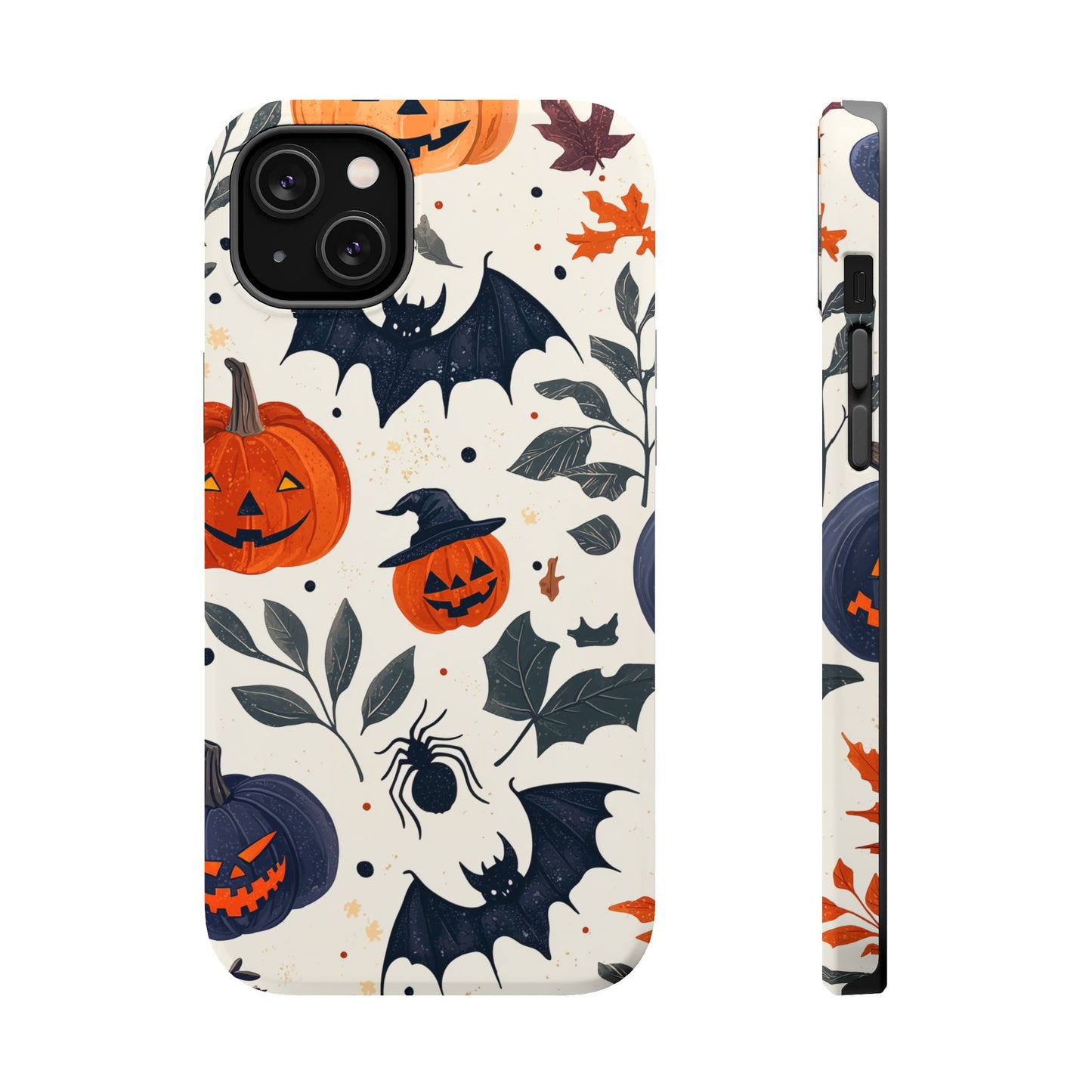 Spooky Halloween MagSafe iPhone Case – Pumpkins, Bats, and Spider Design