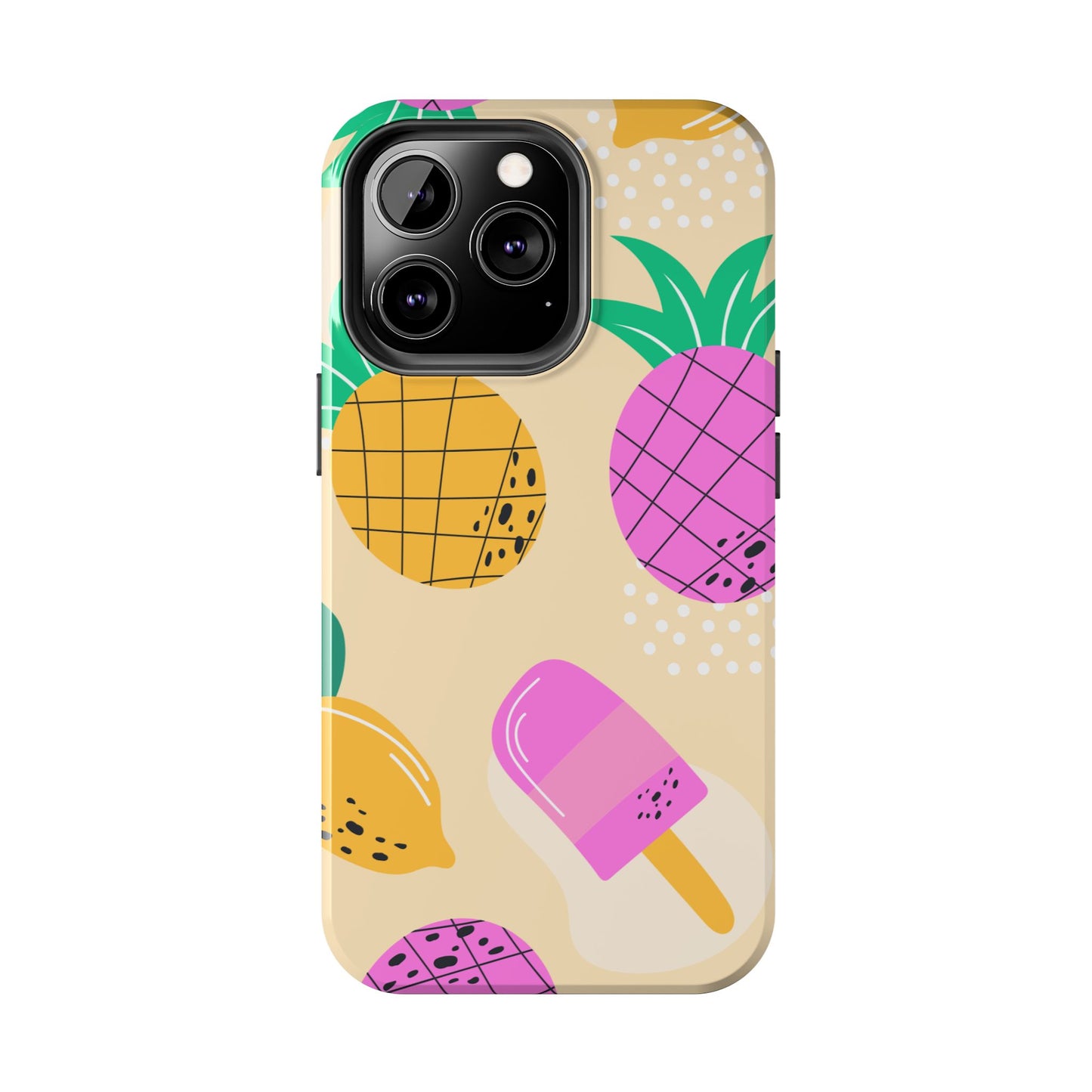 Tropical Pop iPhone Case – Fun Pineapple & Lemon Design with Vibrant Summery Colors