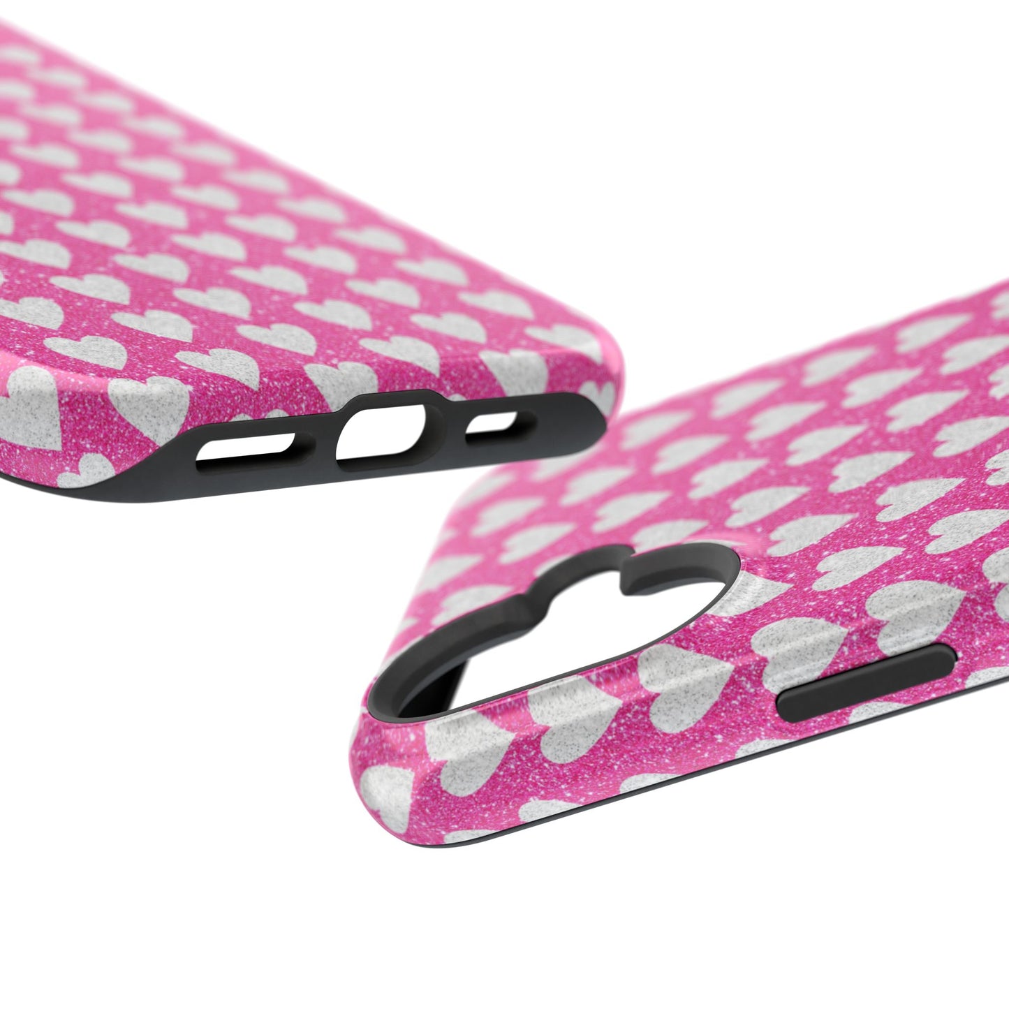 Pink Glitter Heart Pattern MagSafe Case