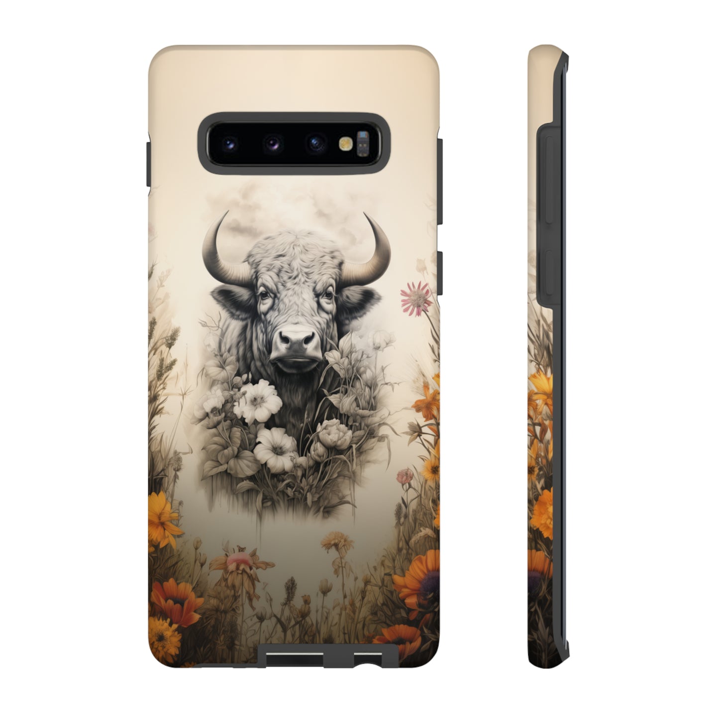 Western Cow Phone Case With Floral Pattern: For iPhone, Samsung Galaxy, and Google Pixel Phones. Rustic Farmhouse Gift For Any Cow Lover!