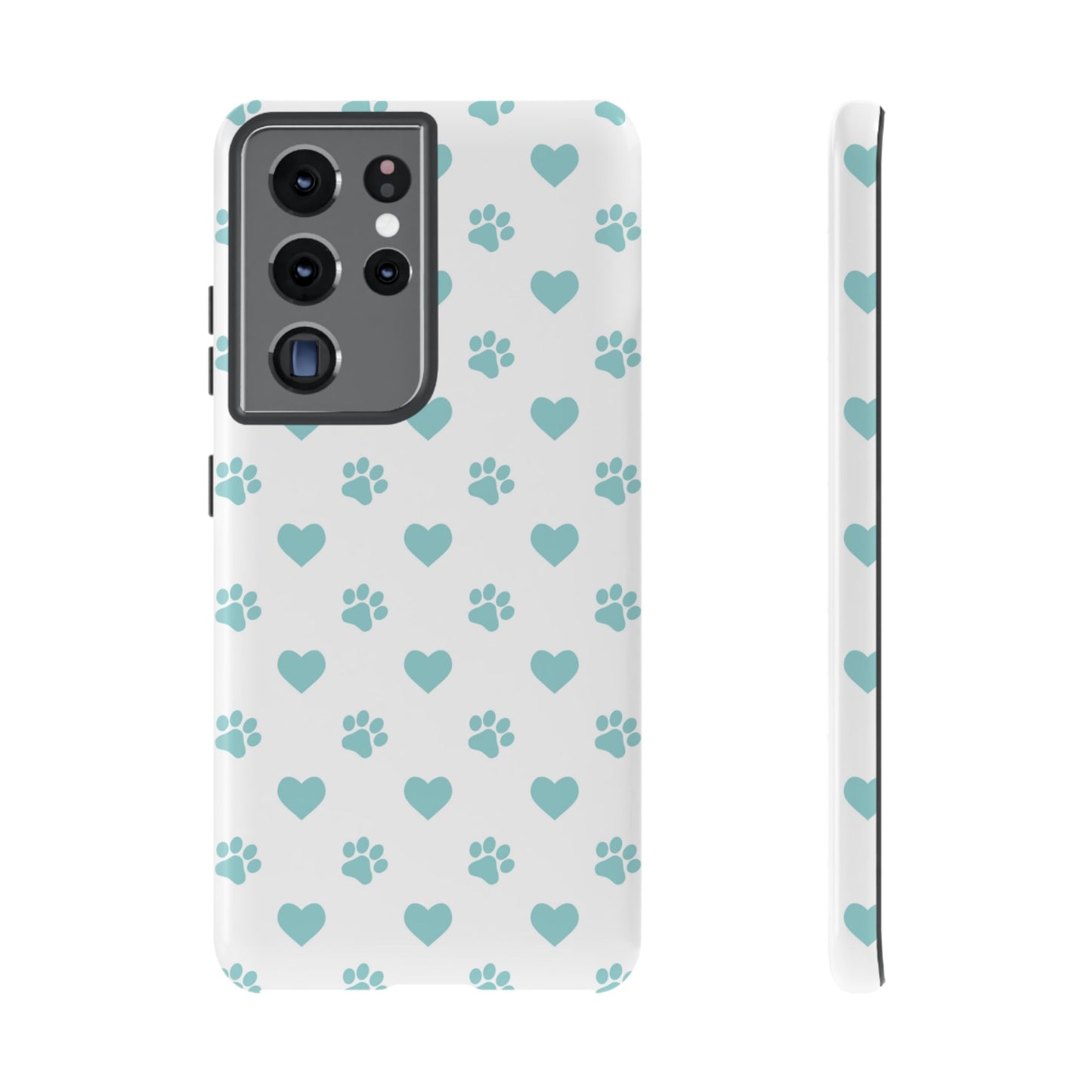 Mint Green Paw Print & Heart Samsung Galaxy Case – Cute Pet Lover’s Design