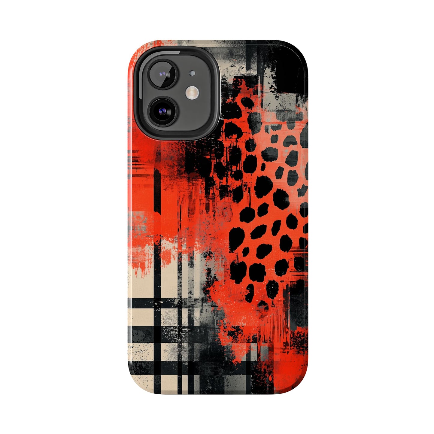 Cheetah Plaid iPhone Case – Red & Black Pattern